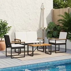 Set vanjskog namještaja 4 pcs Crna i krem-bijela poliratan