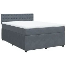 Vidaxl Box spring postelja z vzmetnico temno siva 140x200 cm žamet