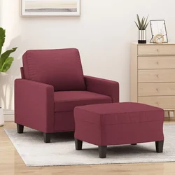 Fotelja s tabureom crvena boja vina 60 cm od tkanine