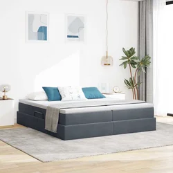 Krevet s madracem i skladištem Tamno siva 180 x 200 cm Baršun