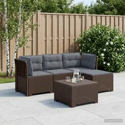 vidaXL 4-sedežna vrtna sofa z blazinami, rattan videz PP Rjava