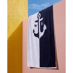Madame Coco Peškir za plažu Anchor, Pamučni, 75x160cm, Teget-beli
