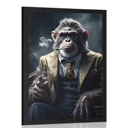 Plakat živalski gangster šimpanz - 40x60 black