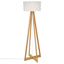 Podna lampa Moki E27 60W 150cm boja drveta/bela Atmosphera