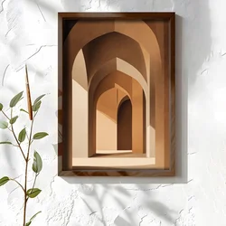 WallXpert uramljena MDF slika NAL181-70, niz lukova u peščanim tonovima, 50 x 70 cm