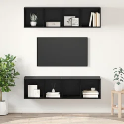 Set TV komoda Zidne 2 pcs Crni hrast 37 x 37 x 142,5 cm