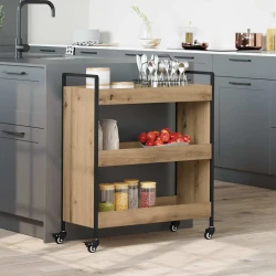 vidaXL Kuhinjski voziček artisan hrast 70 x 30 x 82 cm Konstruiran les