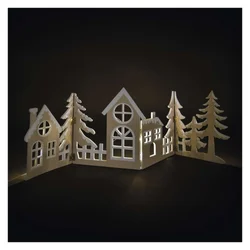 LED lesena dekoracija - vas, 60 cm, 2x AA, toplo bela, časovnik
