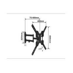 ALPHA Nosac za TV, 26-55, do 45kg, Tilt:-20° to +20°, Rotacija: 90°, VESA: 400x400, 70-460mm od zida