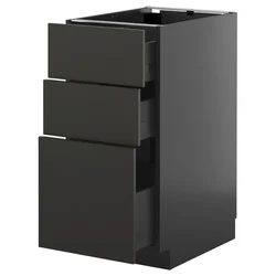 METOD / KNIVSHULT Podni element s 3 fioke, Crnosiva/Nickebo boja antracita, mat, 40x60 cm