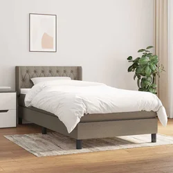 Greatstore Box spring postelja z vzmetnico taupe 90x190 cm blago