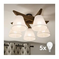 Brilagi - LED Prislonjen luster ANTHONY 5xE14/40W/230V hrast orah/bela