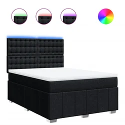 Vidaxl Box spring postelja z vzmetnico črna 140x200 cm blago