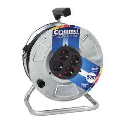 COMMEL Produžni kabl sa motalicom HOBBY LINE, H05RR-F 3G1.5 - C0927, Metalna motalica., 4 utičnice