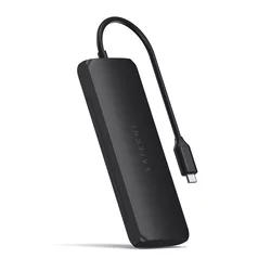 SATECHI Aluminium USB-C Hybrid Multiport adapter SSD Enclosure, HDMI 4K, 2 x USB-A 3.1 Gen 2 up to 10 Gbps-Black (ST-UCHSEK)
