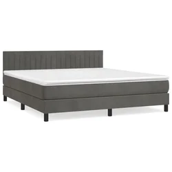 Vidaxl Box spring postelja z vzmetnico temno siva 180x200 cm žamet