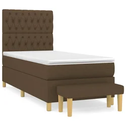 Vidaxl Box spring postelja z vzmetnico temno rjav 90x190 cm blago