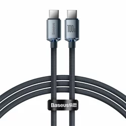 BASEUS Crystal Shine USB-C/USB-C 100W Fast Charge kabel, Črn, 1,2m