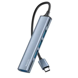 Hub postaja Yesido HB17 4v1 USB-C - 1x USB-A 3.0, 3x USB-A 2.0, 5Gbps, aluminij - siva