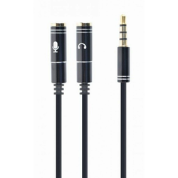 GEMBIRD Adapter CCA-417M 2x 3.5 mm/ na 1x 3.5mm(4 pin) cable/ 0.2m/ crna
