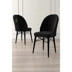 Hanah Home set trpezarijskih stolica Ritim 8 kom, crna tkanina Babyface, crne drvene noge