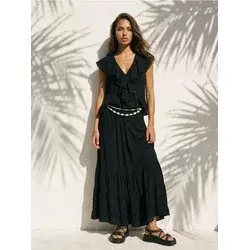 Sinsay - Bluza sa ukrasnim volanima - crno