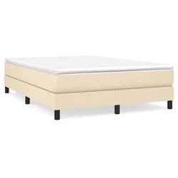 Vidaxl Box spring postelja z vzmetnico krem 140x190 cm blago