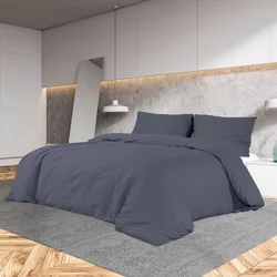 Set posteljine za poplun antracit 200x200 cm pamučni
