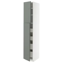 METOD / MAXIMERA Vis.el. s 2 vrata/4 fioke, bela/Nickebo mat sivozelena, 40x60x220 cm