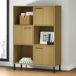 Regal za knjige metalne noge smeđi 90x35x128,5 cm drveni OSLO