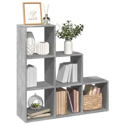Pregrada / regal za knjige 3 razina sivi 99x29x99 cm drveni