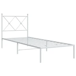 Vidaxl Kovinski posteljni okvir z vzglavjem bel 80x200 cm