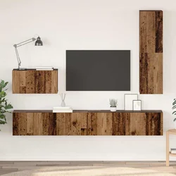 TV Kabinet za Zid Zidne 4 pcs Staro drvo Konstruirano drvo