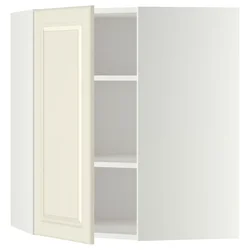 METOD Ugaoni zidni element s policama, bela/Bodbyn prljavobela, 68x80 cm