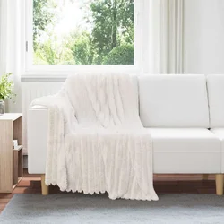 Pokrivači za bacanje 6 pcs Krema 150 x 130 cm Runo