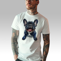 Premium Muška majica Francuski Buldog Šljas 121, Bela