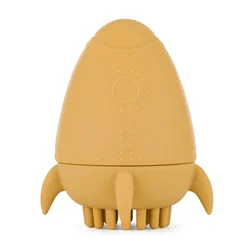 PETITE&MARS Igrača iz silikona za vodo s krtačko Splashy Rocket Intense Ochre 6m+