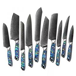 Set damaškovih kuhinjskih noževa IČ-21788 - Plava / Zelena KP21788