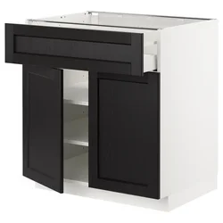 METOD / MAXIMERA Podni element s fiokom/2 vrata, bela/Lerhyttan crno bajcovano, 80x60 cm