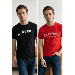 Trendyol muška majica Tmnss26Ts00043, Crna-Crvena