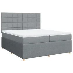 Vidaxl Box spring postelja z vzmetnico svetlo siva 200x200 cm blago