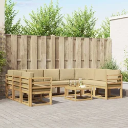 Set vanjskih sofa 10 pcs Bijela i bež 59 x 59 x 37 cm Poliester