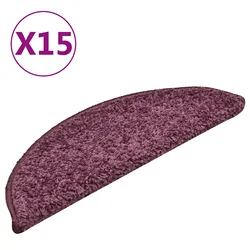 Prostirke za stepenice 15 kom 56x17x3 cm tamnoljubičaste poluokrugle