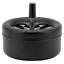Velik vrtljivi pepelnik 13cm črn