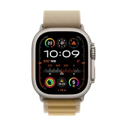 Apple Watch Ultra 2 GPS + Cellular 49mm Natural Titanium Case with Tan Alpine Loop - Large