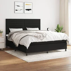 VIDAXL Box spring postelja z vzmetnico črna 180x200 cm blago