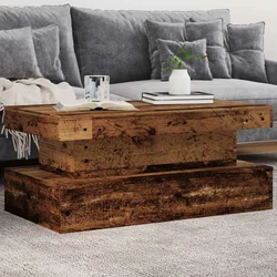 Stolić za kavu s LED svjetlima boja starog drva 90 x 50 x 40 cm