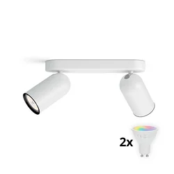 Philips - LED RGBW prigušiva spot svetiljka PONGEE 2xGU10/4,8W/230V bela + daljinski upravljač
