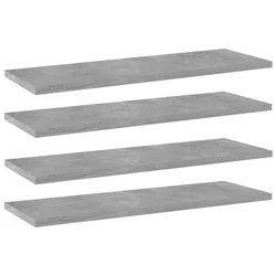 Police za knjige 4 kom siva boja betona 60x20x1,5 cm od iverice