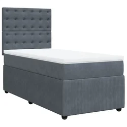 Vidaxl Box spring postelja z vzmetnico temno siv 90x190 cm žamet